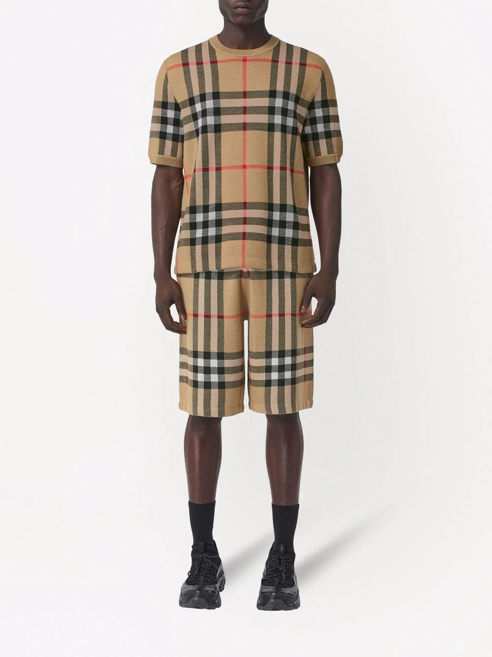 Burberry check-print silk-wool T-shirt