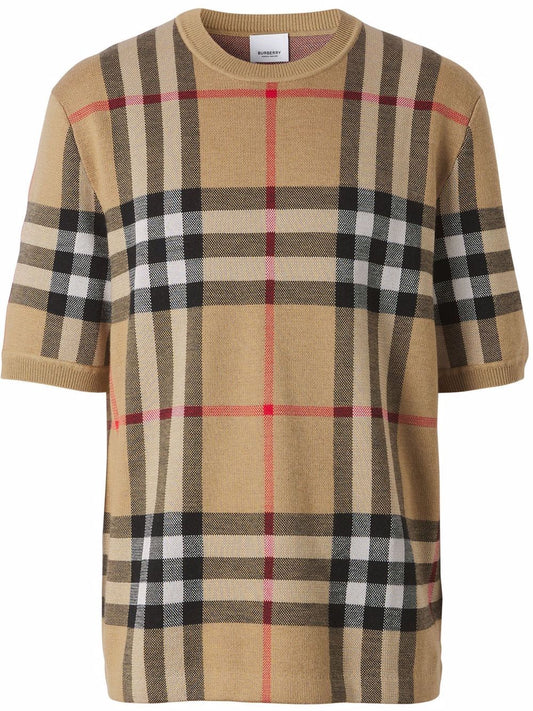 Burberry check-print silk-wool T-shirt