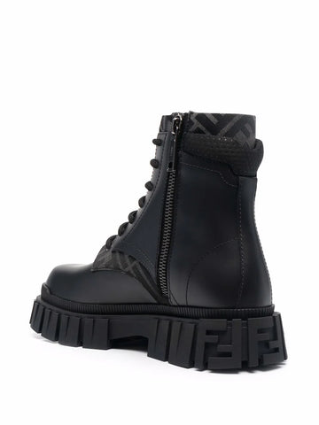 FENDI monogram pattern lace-up boots