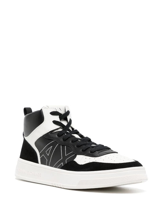 Armani Exchange two-tone high-top sneakers