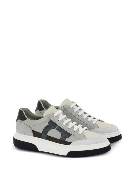 Ferragamo Gancini-embroidered leather sneakers