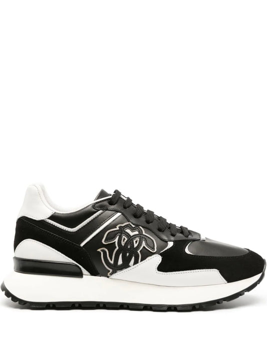 Roberto Cavalli Mirror Snake-embellished leather sneakers